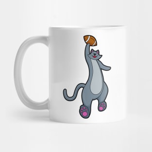 Cat as Football player with Football Mug